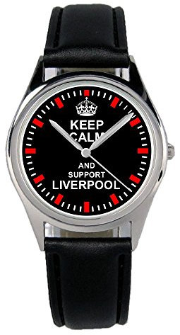 KIESENBERG Armbanduhr Keep Liverpool Geschenk Artikel Idee Fan Damen Herren Unisex Analog Quartz Lederarmband Uhr 36mm Durchmesser B-1710