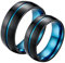 ANAZOZ Ringe Paar Edelstahl, Ringe Partnerringe mit Gravur Damen gr.62 und Herren gr.65 Schwarzer und Blauer Ring 8mm