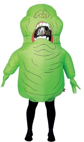 Smiffys Ghostbusters, aufblasbares Slimer-Kostüm, Einteiler mit selbstaufblasendem Ventilator Halloween