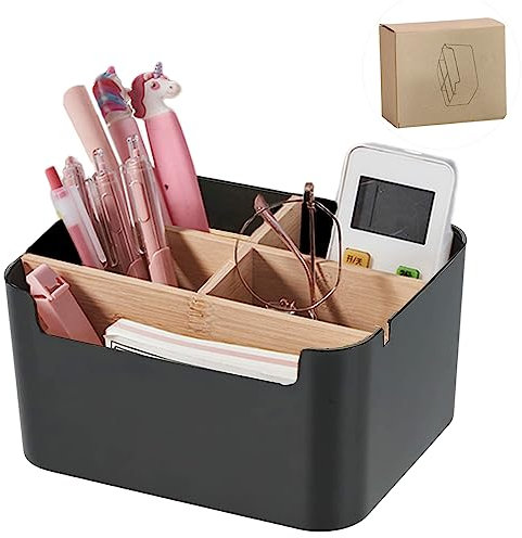 5 Fächer Desktop Organizer, Stifte Organizer, Stiftehalter, Schreibtisch Schreibwaren Holz, Stiftebox Aufbewahrungsbox Multifunktionale, Holz Desktop Box, Schreibtisch Zubehör für Büro Schule Zuhause