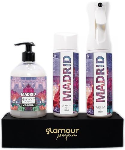GLAMOUR PARFUM - Pack Ambientador Textil + Recambio 300 ml + Jabón de Manos 500 ml - Ambientador Hogar Madrid - Aroma Especiado - para Pulverizar en la Cama o en Cortinas