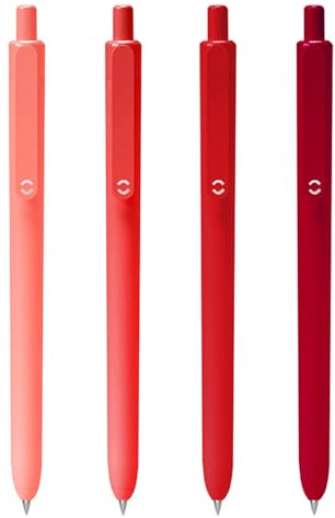 HeTaoCat 0.5mm Fine Point Retractable Gel Ink Pens (Red) | 0.5mm fine point | Quick-dry gel ink | Retractable | Candy-colored barrel | Comfort grip | 4-pack
