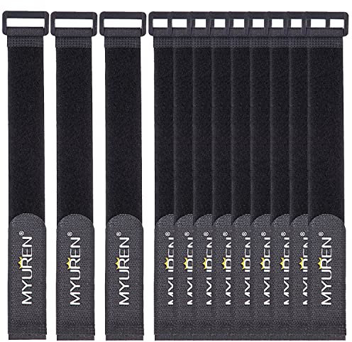 12 Stück wiederverwendbare KlettKabelbinder, 2.5cm x 61cm Klettverschluss Kabelbinder für Kabelorganizer Kabelmanagement, Schwarz
