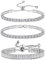 JeweBella 3PCS Tennis Armband Damen Silber Verstellbares Kristall Zirkonia Armbänder Set Glänzender Diamant Armband Klassisches Tennis Armbänder Schmuck Geschenk für Frauen Freundin Mutter Ehefrau