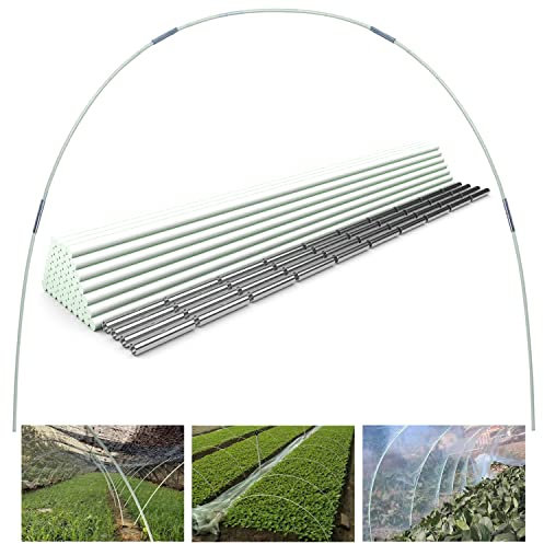 Lot de 50 cerceaux de serre pour lits surélevés, 43,2 cm, hautement élastiques et détachables, en fibre de verre, cadre de culture pour tissu de jardin