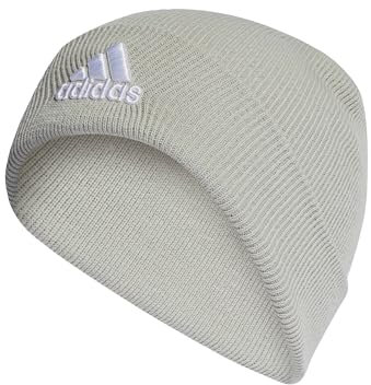 adidas Unisex Logo Beanie, Wonder Silver/White, S