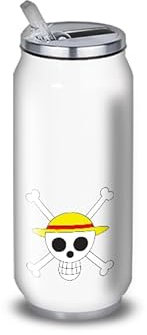 Gourde/Bouteille d'eau en Aluminium - Acier Inoxydable (thermos 24h) réutilisable 330ml à 750ml, thème anime japonais One Piece (Acier inoxydable, Canette M 500ml)