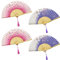 Grantop 4 Pcs Folding Hand Fan, Silk Fabric Bamboo Ribs Handheld Fan, Folding Chinese Fan for Wedding Christmas Party Prom Festival DIY Home Decorations (Multicolor01)