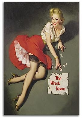 NOHF Vintage Pin Up Girl Poster The Wreck Room Poster Wall Art Print Retro Aesthetic Room Decor Office Decorations 12x18inch(30x45cm) Unframe-Stil