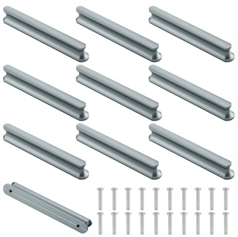 Mynoozi 10 Stück 120mm Long (96mm Lochabstand) Möbelgriffe, Griffe für Küchenschränke, Schrankgriffe Türgriffe Küche Stangengriff Schubladengriffe für Schrank, Möbel, Küche, Schublade (Grau)