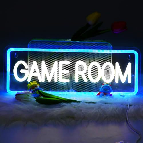 Panneau lumineux néon Game Zone Gaming - Panneau néon - Panneau lumineux néon - Pour salle de jeux, mur, salle de jeu, bar, fête, chambre d'enfant, garçon - Cadeau bleu