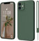 HGH für iPhone 12 Hülle Silikon Case, Hanyhülle für iPhone 12 Ultra Dünn Slim mit Microfiber, Kratzfeste Rundumschutz Case Schutzhülle Hülle für iPhone 12 6.1'' Dunkel Grün