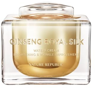 NATURE REPUBLIC GINSENG ROYAL SILK WATERY CREAM, LUXURY ANTI-AGING Gesichtscreme, mit Ginseng|Royal Jelly|Gold|Seiden-Aminosäuren|Saponin, KOREAN SKIN CARE