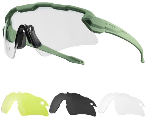 1TG Tactical Fahrradbrille, Airsoft Brille Taktische Schutzbrille, Sportbrille sport sonnenbrille für Herren, Damen, Airsoft, Paintball, Jagd, CS, Radfahren, Laufen Wandern, OD green