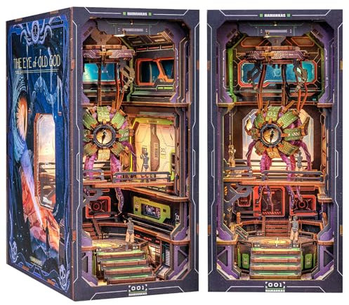 CUTEBEE Book Nook DIY Kit - Casas de muñecas en miniatura con muebles y luz LED, rompecabezas 3D, sujetalibros de madera, maquetas para adultos para construir (The Eye of God)