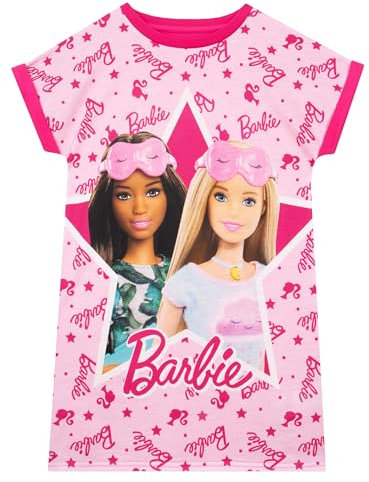 Barbie Chemise De Nuit | Chemise De Nuit Fille | Pyjama Manche Courte | Robe De Nuit Fashionista pour Filles | Rose | 7-8 Ans