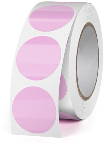 FINDAT 500 Stück Violett 25 mm Runde Thermo-Etiketten Rollen Selbstklebende Drucker-Etiketten Kreis Vinyl Wasserdicht Klebepunkte Aufkleber für Büro Logo Design QR Versand Purple