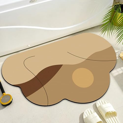 Badezimmerteppich 40X60Cm Khaki Badteppich rutschfest Waschbar,Duschvorleger Schnelltrocknend,Stein Badematte,Diatomite Stone Bath Mat,Super Absorbierende Badvorleger