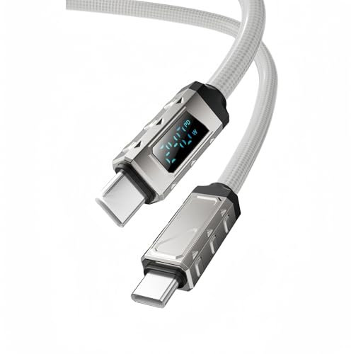 YCTech 240W USB C to USB C Charger Cable – LED Display, Fast Charging Type-C Data Cable for iPhone 16e 16 Pro Max 15 Plus, Samsung S25 Ultra S24 S23 Plus, MacBook, iPad Pro/Air, Pixel 8, Switch [1.5m]