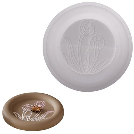 milaosk DIY Runde Silikonformen Tablett mit Rillen 21.5cm Silikonform Teller Silikonformen Gießformen Untersetzer Kerzenhalter Beton Ablageform Betonformen Silicone Molds Tray Epoxidharz Formen