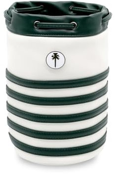 CROWNBLANKS PINKTEE Golf Wertsachen-Tasche, Golfbag Leder Pouch, Eimer-Taillendesign mit abnehmbarem magnetischem Ballmarker für Männer und Frauen(Grün)