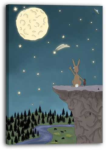 Printistico Leinwandbild (60x80cm) Käfer und Hase schauen in die Sterne by Lina D.