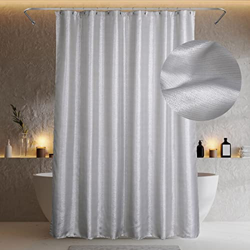 Popkozzi Rideau de douche en tissu scintillant gris argenté à paillettes pour salle de bain - Anti-moisissure, hydrofuge, lavable pour pièces humides - 183 x 183 cm