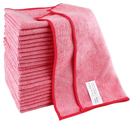 IDEA HOME Bayetas Microfibra 24 Piezas - Paños de Limpieza de Microfibra 30x30cm - Paños para el Polvo - Paños Multiusos, Rojo
