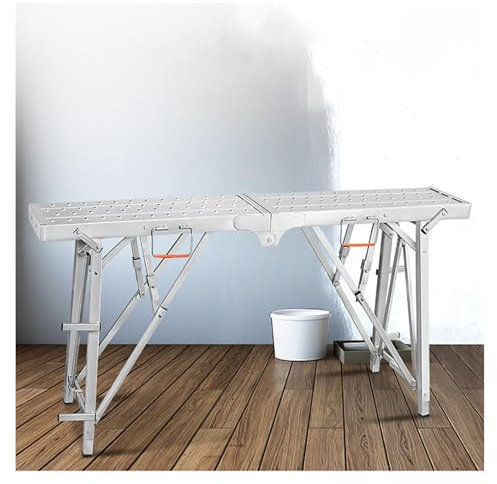 Generisch Stahlgerüstturm, zusammenklappbare Arbeitstrittleiter, Trockenbau-Bankgerüstausrüstung for die Reinigung von Autowaschanlagen(L140cm/55.12in)