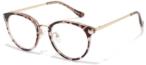 KUKU VISION Blaulichtfilter Brille für Damen UV400-Schutz,Blendschutzbrille ohne Rezept,Blue Light Filter Brille Computer brille (Golden-Weiß)