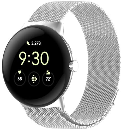 RFMZBD Metall Armband Kompatibel mit Google Pixel Watch 3 45mm, Edelstahl Magnetic Ersatzband Atmungsaktives Komfort Armband für Google Pixel Watch 3 45mm Damen Herren