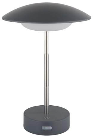 GLOBO LIGHTING Tischlampe Touchdimmer Leselampe LED Tischleuchte höhenverstellbar Nachttischlampe anthrazit, 1W 40lm warmweiß, DxH 18 x 26 cm