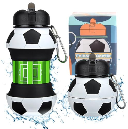 Mineup Silicone Foldable Football Water Bottle, 550ml / 19oz, BPA Free, Perfect for Boys & Girls, Ideal for Hydration on the Go