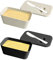 Butter Dish with Lid, 2pcs 700 Ml Large Butter Dish with Lid, Plastic Butter Holder Tray Container with Butter Knife, for Butter Cheese Storage Easy Scoop, All Your Cooking Needs(Black,White)