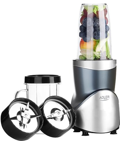ADLER Blender Smoothie Set, Moteur Puissant, Capacité 700ml, 1200W Max