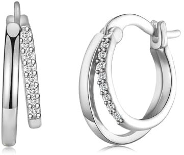 Silber Creolen Kleine Ohrringe, Huggie Creolen Leicht Ohrringe für Damen Mädchen Herren