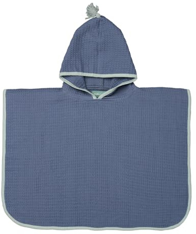 molis&co. Poncho da bagno per bambini 1-2 anni. Blue Ocean. Telo mare con cappuccio. Accappatoio per bambini leggero e compatto. (OEKO-TEX 100).