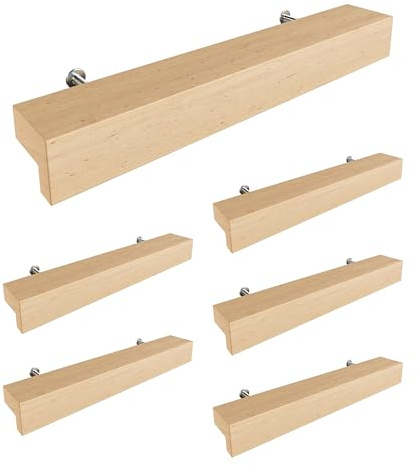 Sossai Holz Möbelgriffe aus Buche | GAH01 | Lochabstand 96mm, Länge 156mm, 6 Stück