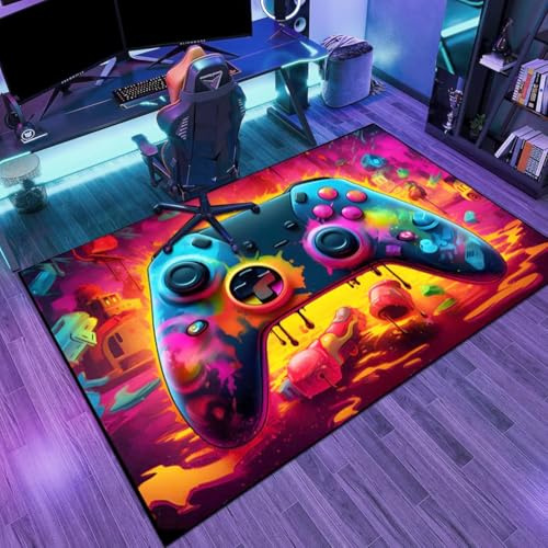 Gaming Area Rugs 80 X160cm Non-Slip Colorful Cool Game Rug for Bedroom Livingroom Playroom Decor