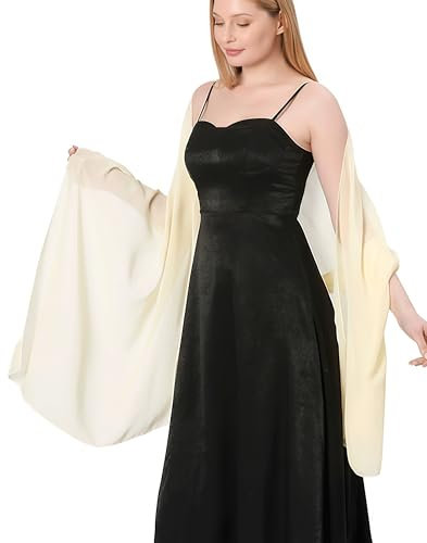 Donna Cerimonia Raso Chiffon Elegante Cerimonia Scialle Oro Argento Colorato Da Sera Utilizzare Per Matrimonio Festa Scialle Donna In Raso Chiffon Silky Sciarpa Tinta (beige)