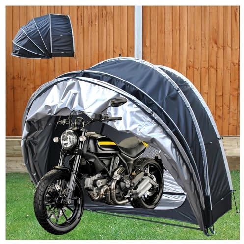 Fahrradzelt Hängen 2 in 1 Motorrad Garage Winterfest mit 210D Oxford-Gewebe PU4000 Wasserdicht Fahrrad Schuppen Outdoor Motorrad Zelt,Black