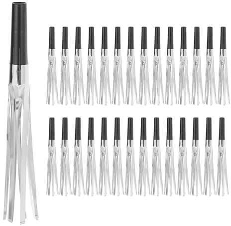 PATIKIL 60 Pcs Hacedores De Ruido, Silbatos De Fiesta Con Flecos Metálicos Para Suministros De Favor De Fiesta Cumpleaños Año Nuevo, Tono Negro/Plateado