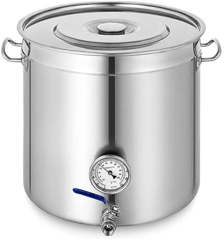GAOBINGB Robuster Suppentopf aus Edelstahl mit Zapfhahn und Deckel – 50 x 50 cm großer Kochtopf für die Hausbrauerei mit Thermometer, ideal zum Kochen, Brauen und Kochen