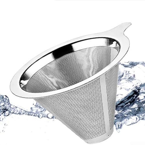 Conveniently Brew Your Favorite Beverages Stainless Steel Cone Shape Tea Strainer Funnel (L)