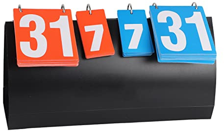 Xyntor 4 Digit Sports Scoreboard | Flip Score Board for Table Tennis/Basketball/Badminton | Dual - Sided Scoring with Blue & Red Plates | Sturdy Competition Score Keeper