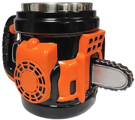 3D Kettensäge Tasse, 400ml 17.8x11.7cm Edelstahl Kettensägen Becher, Chainsaw Mug, Kettensäge Design Kaffeetasse Für Männer, Väter, Freunde