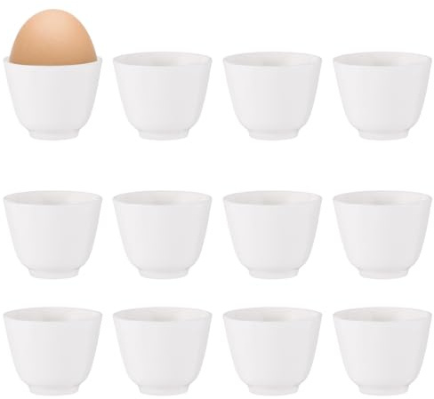 BOUTICOL 12er Set Porzellan Eierbecher Weiße EierStänder für Frühstückstische 5 x 4,3CM Porzellan-Eierhalter Stapelbar Frühstück Gekochtes Kochwerkzeug