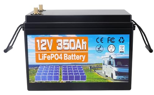 12V 350Ah LiFePO4 Batterie, 100A BMS, 6000-15000 Zyklen Deep Cycle Lithium Akku, MAX 4480W Leistung, Perfekter Ersatz für Blei-Säure Batterien für Wohnwagen, Camping, Solar Home Systeme, Boote