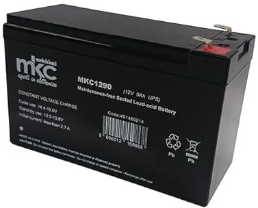 Batteria MKC 12V 9Ah AGM VRLA Ricaricabile, Piombo Sigillata Senza Manutenzione, Faston 6.3 mm, per UPS Allarmi Luci Emergenza Antifurto Energia Solare