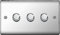 BG Electrical NPC83P Nexus Metal Polished Chrome 3 Gang 2 Way Push On/Off Dimmer Switch 400W
